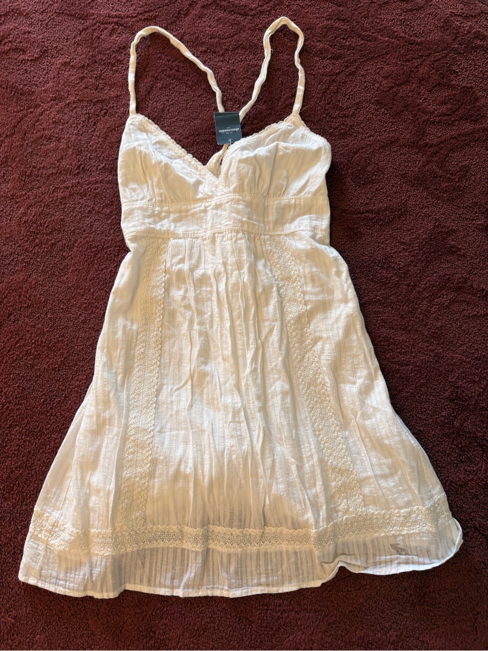 NWT Abercrombie Kids Girls White Spaghetti Strap Summer Dress, size XL